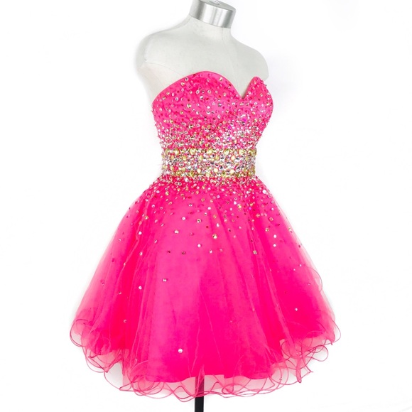 Mori Lee by Madeline Gardner pink tulle prom dress - Picture 2 of 8